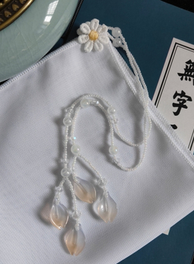 春风醉古风雪纺面纱汉服米珠流苏挂耳遮面古装简约百搭超仙气面帘