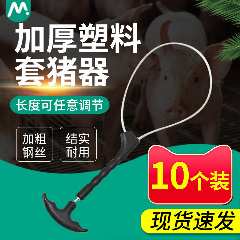 牧多多塑料手柄仔猪用保定器金属套猪器养殖场栓猪器保定绳子10个