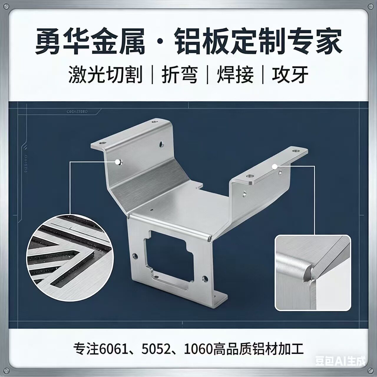 铝板加工定制激光切割6061折弯焊接5052铝合金1060纯铝片