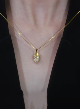 钛钢金枝玉叶项链女2022年新款潮