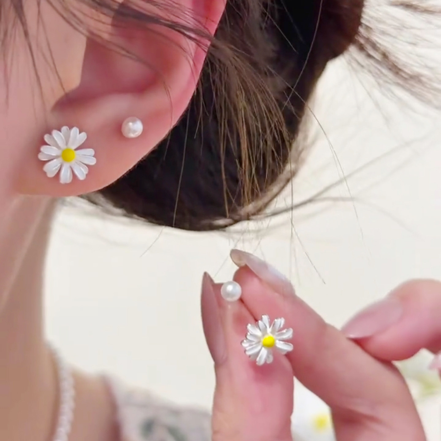 四件套小雏菊珍珠耳钉