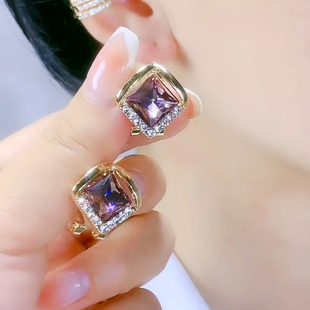 几何方形耳环女气质轻奢小众高级感耳钉纯银针2023新款爆款耳饰品