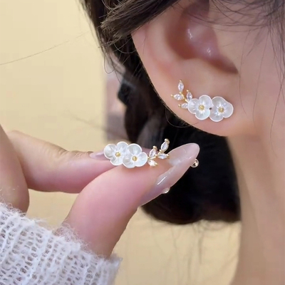 925银针百搭贝壳花朵珍珠耳钉