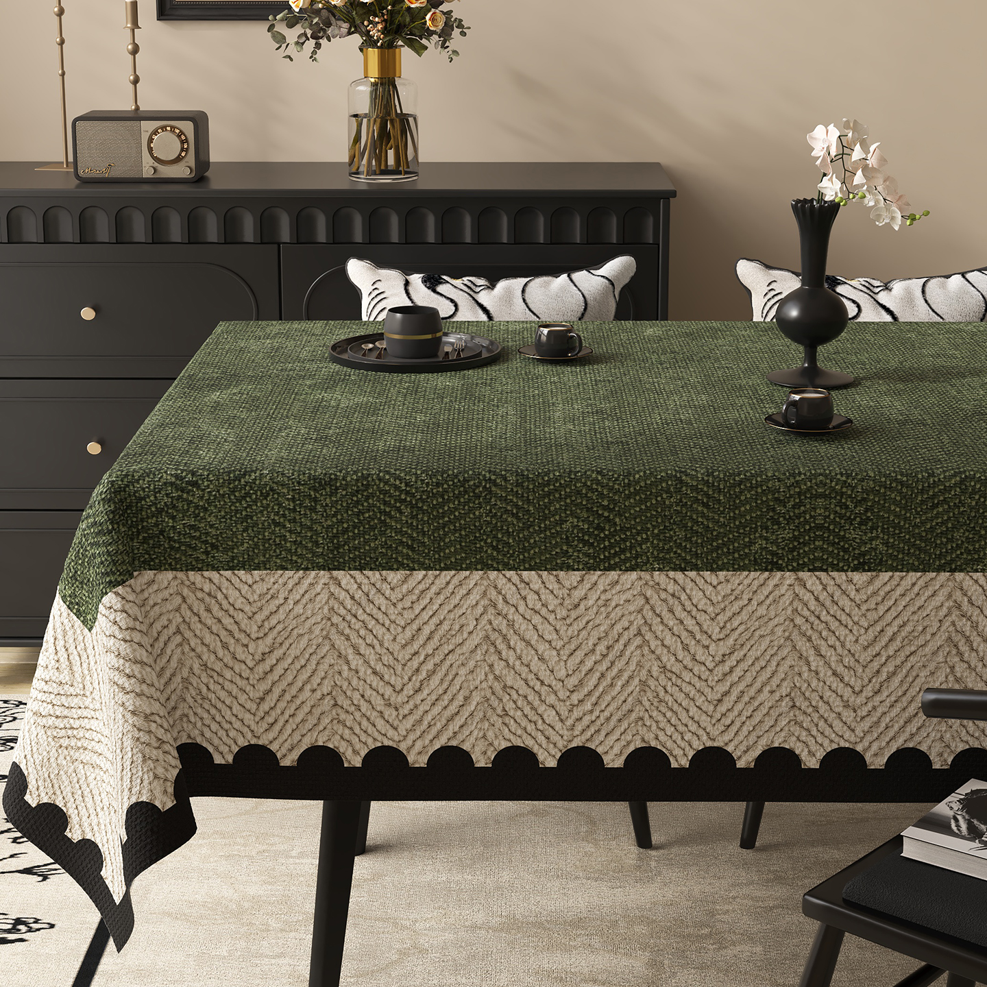 新中式禅意国风高级氛围感餐桌布