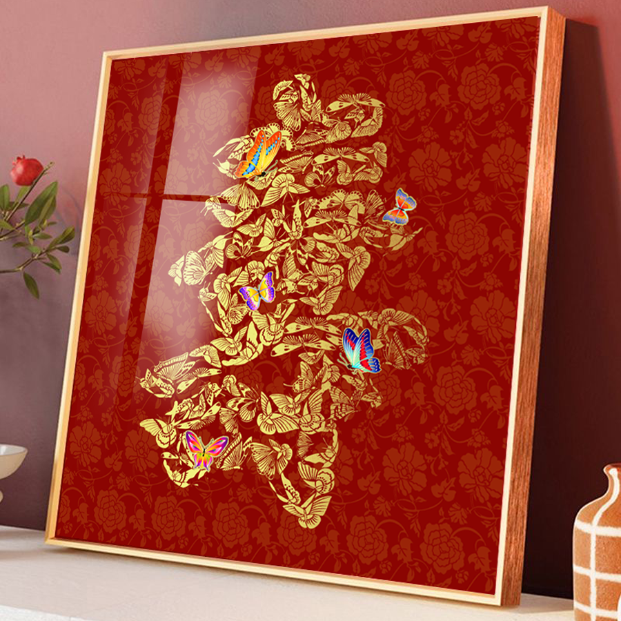 百蝶寿艺术挂画百福给长辈过寿辰金属生日礼物给长辈过寿辰新中式