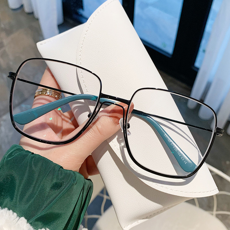 变色防蓝光眼镜男潮近视防雾大脸平光护眼抗辐射无度数金丝眼镜框