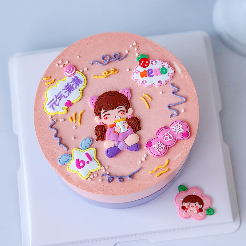 六一儿童节蛋糕装饰彩色派对插牌