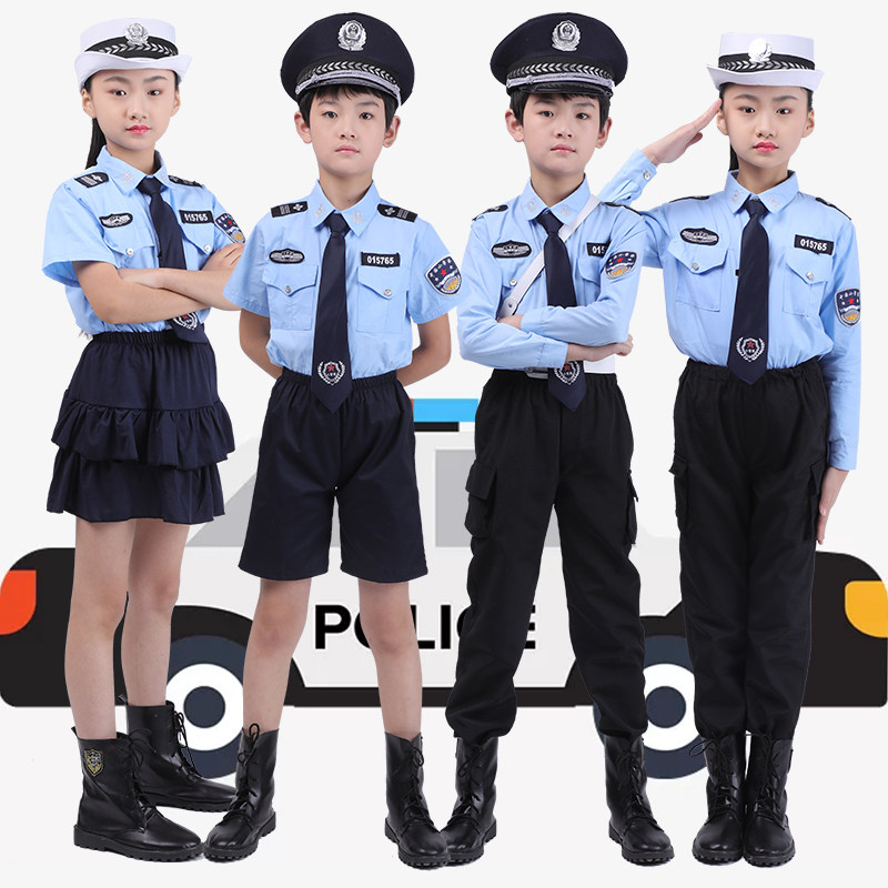 警察制服儿童演出服套装男孩小公安黑猫警长服装幼儿园童装警官服