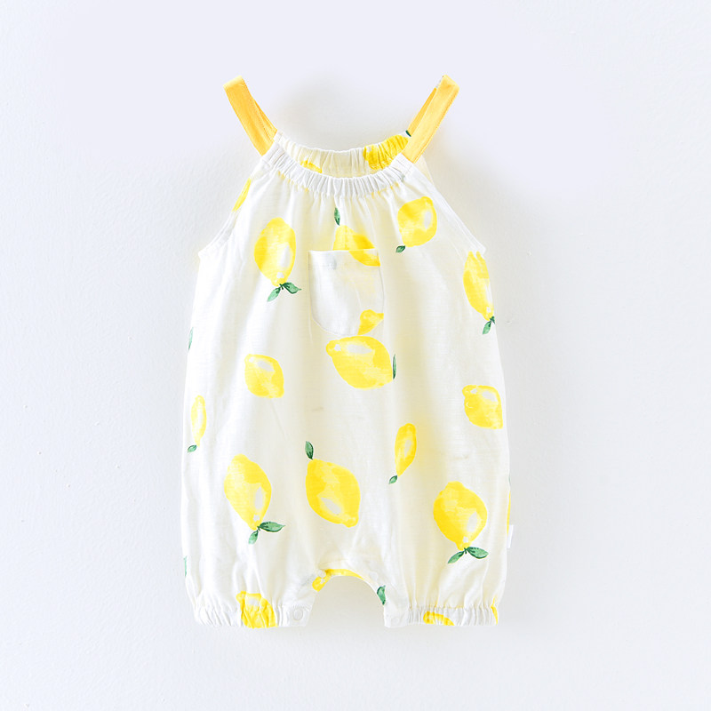 BABY SUSPENDER JUMPSUIT SUMMER NEW COTTON SLEEVELESS CRAWLER PAJAMAS THIN CLOTHES FOR NEWBORNS