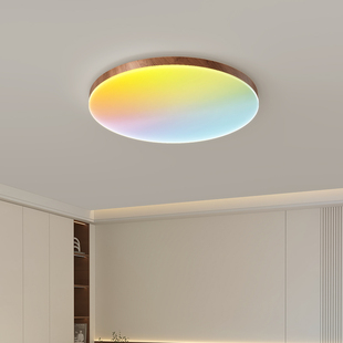 中古风天镜吸顶灯2026年新款新中式胡桃木色餐厅灯主卧室吸顶灯