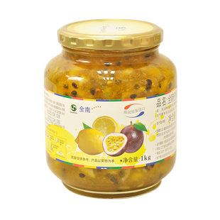 韩国进口全南柠檬百香果1kg罐装水果酱茶柚子茶泡水喝的冲饮料品