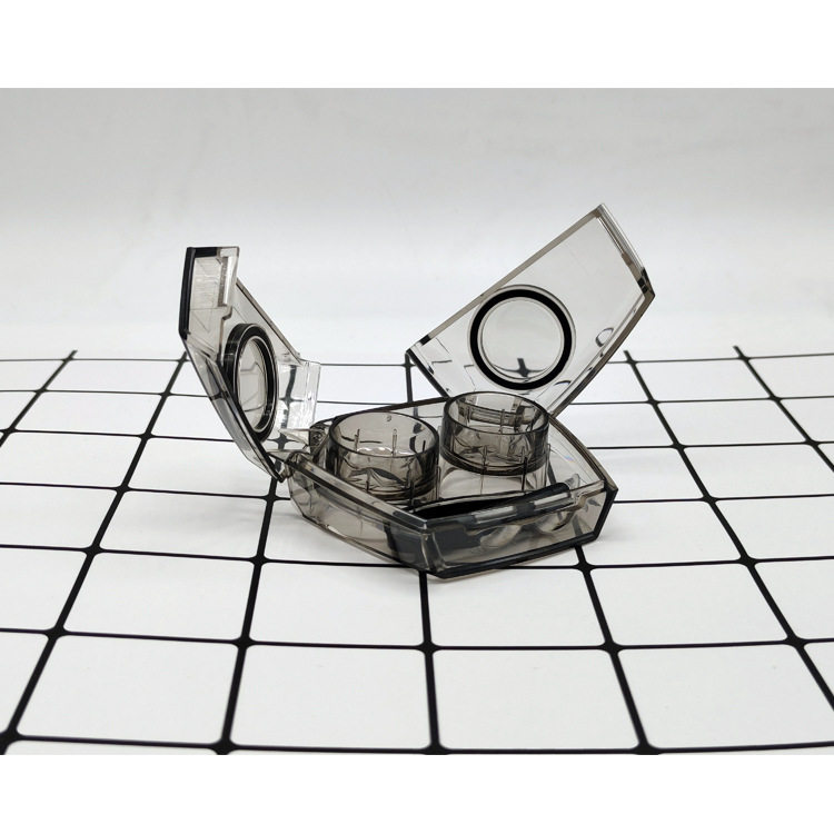 免拧剪刀门隐形眼镜盒纯色美瞳盒防水圈透明简约风便携伴侣盒