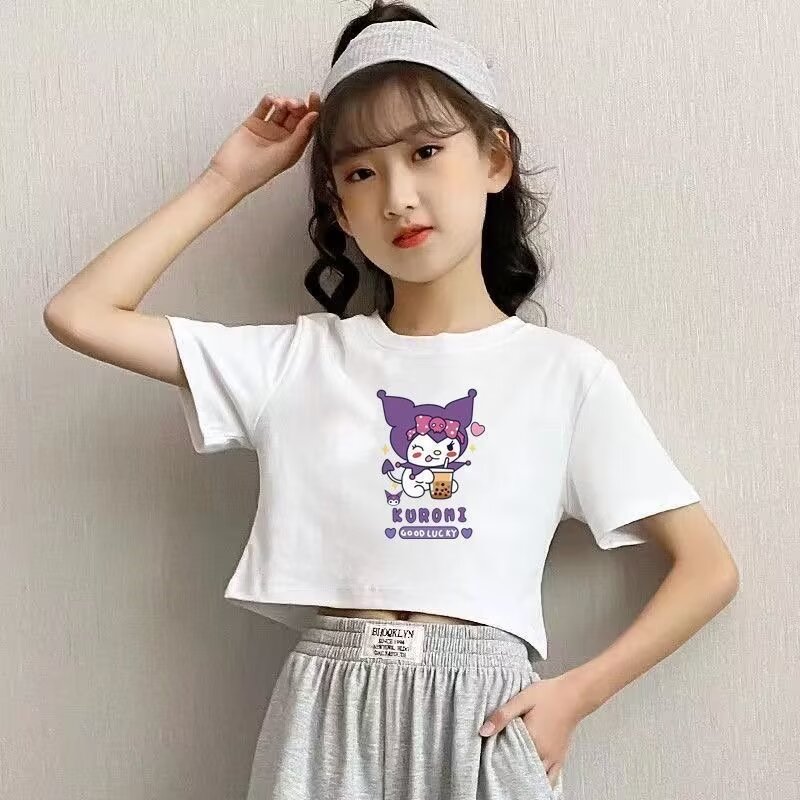 女童纯棉短袖T恤短款库洛米洋气