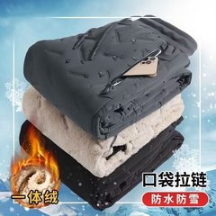 加绒裤子男童加厚防风棉裤羊羔绒防寒保暖裤冬装儿童裤防水雪地裤
