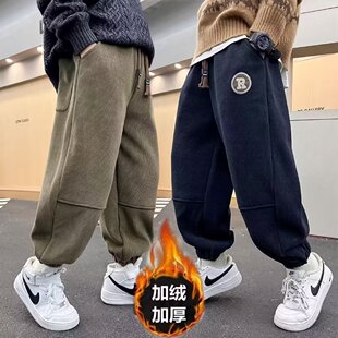 男童束脚裤秋冬季2026新款男大童学生秋天休闲灯芯绒长裤冬季加绒