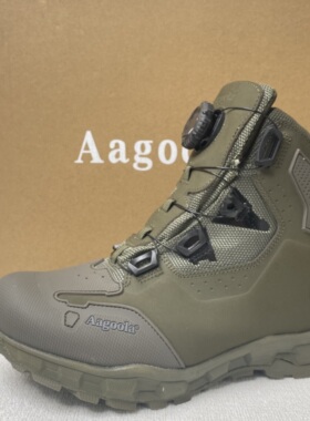 Aagoola中帮登山鞋防水户外鞋纽扣款穿脱方便头层牛皮摩旅骑行鞋