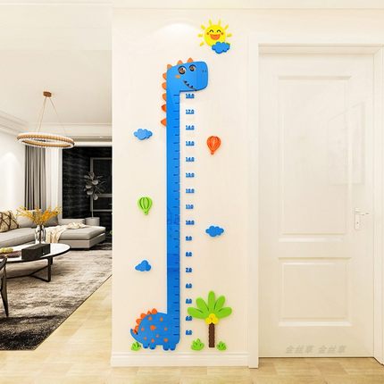 儿童身高墙贴3d立体家用卧室客厅宝宝测量身高贴卡通小恐龙身高尺