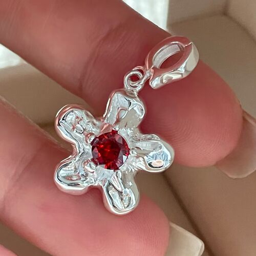 S925纯银立体实心花吊坠