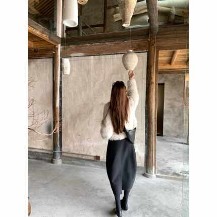 【YUYEE_10/31】月影线迹 四平加厚羊毛片片花苞半裙 松紧腰