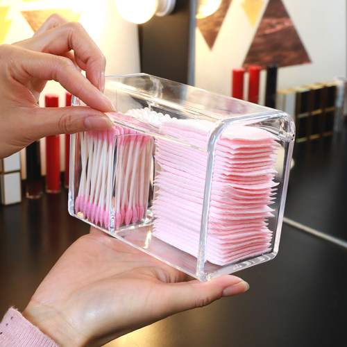 桌面防尘化妆棉棉签收纳盒卸妆棉牙签线化妆品美容棉签盒收纳整理