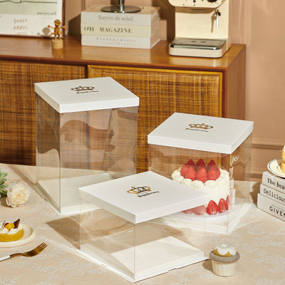 透明生日蛋糕盒子手提4/6/8/10/11/12/13/14寸方形加高包装盒定制