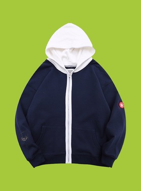 Cav Empt C.E日系中古宝蓝道袍复古连帽开衫卫衣男女宽松休闲外套