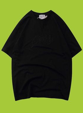 CE CAVEPMT 日系潮牌overdye字母刺绣水洗黑短袖男女T恤 青山限定