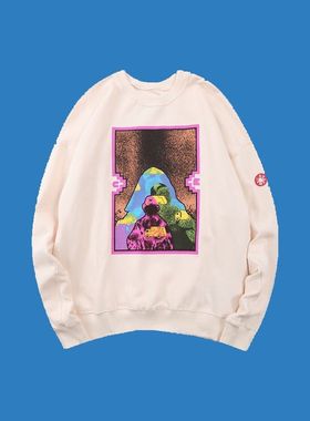 C.E CAV EMPT圆领卫衣日系复古宽松 水洗蜡染休闲宽松秋冬长袖