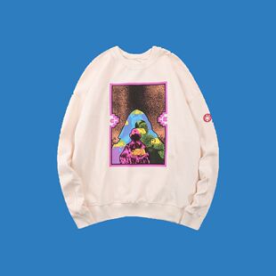 水洗蜡染休闲宽松秋冬长袖 EMPT圆领卫衣日系复古宽松 CAV C.E