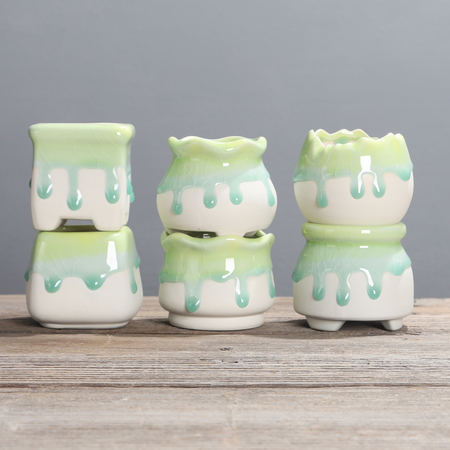 开片流釉多肉小花盆陶瓷冰裂花盆