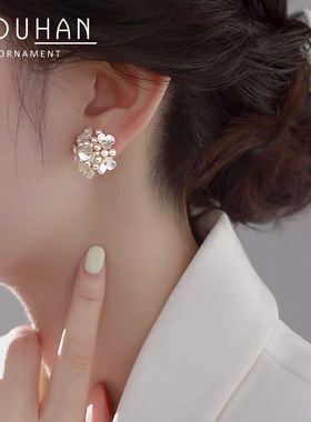 S925银针韩国东大门花团绣球花朵花瓣甜美耳环气质仙女耳钉耳饰品