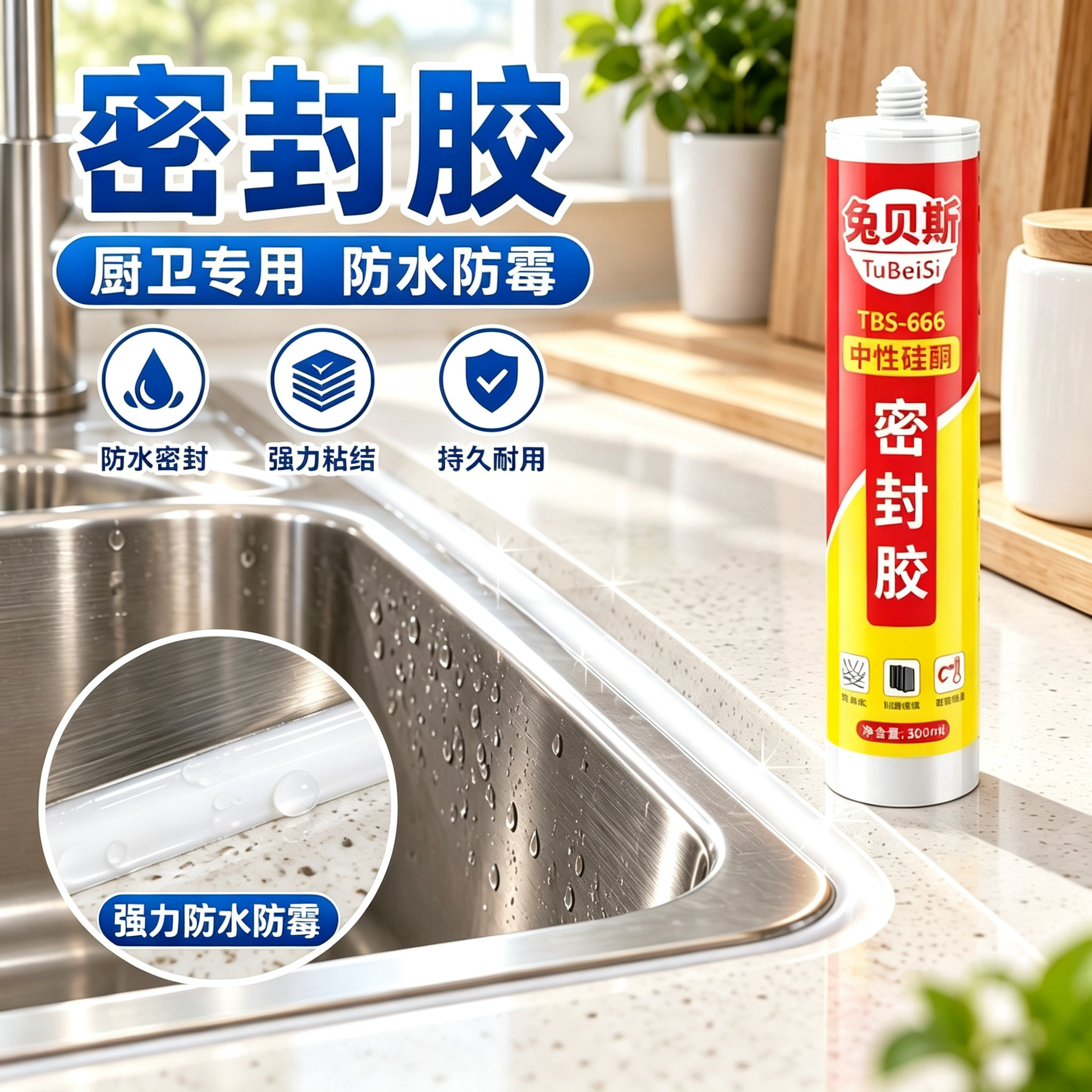 马桶玻璃胶防水防霉厨卫专用密封图片