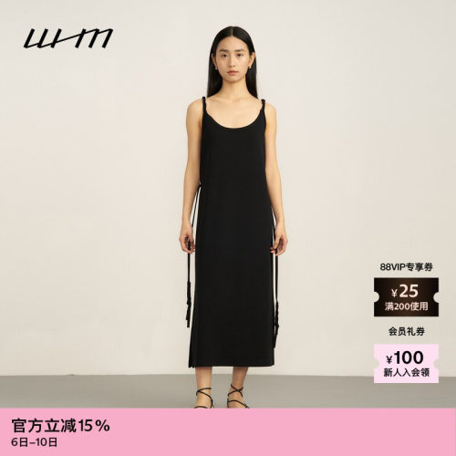 WHM气质长绒棉针织布吊带连衣裙
