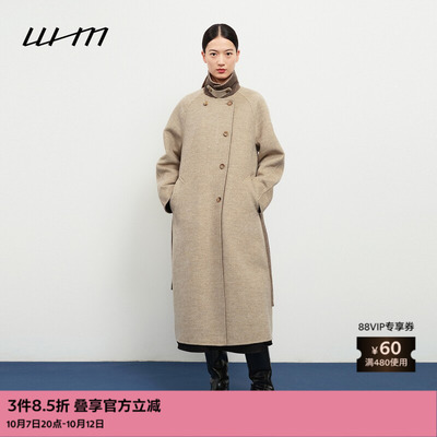 WHM舒适设计感双面呢双排扣大衣