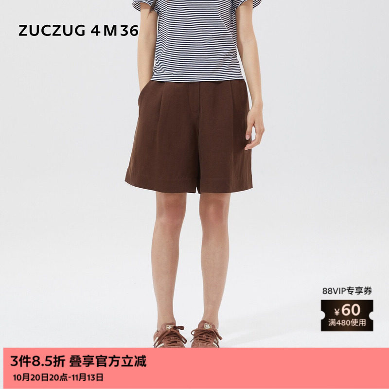 ZUCZUG4M36简约基础款丝麻短裤