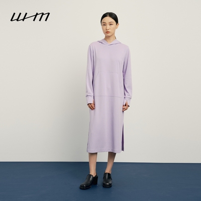 WHM舒适棉针织布带帽连衣裙