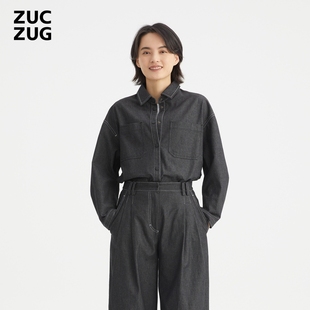 挺括质感衬衫 ZUCZUG 素然春夏女士色织宽松弧形下摆休闲气质经典