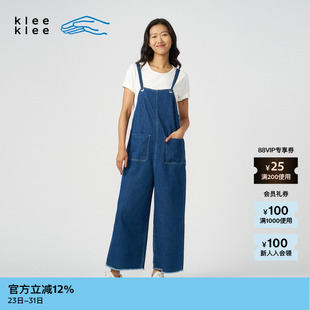 新品 女士时尚 素然klee 夏季 基础环保棉无弹牛仔背带裤 klee