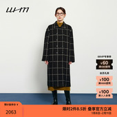 素然WHM 秋季 女士复古气质慵懒羊毛柔软纹理针织呢双排扣长大衣