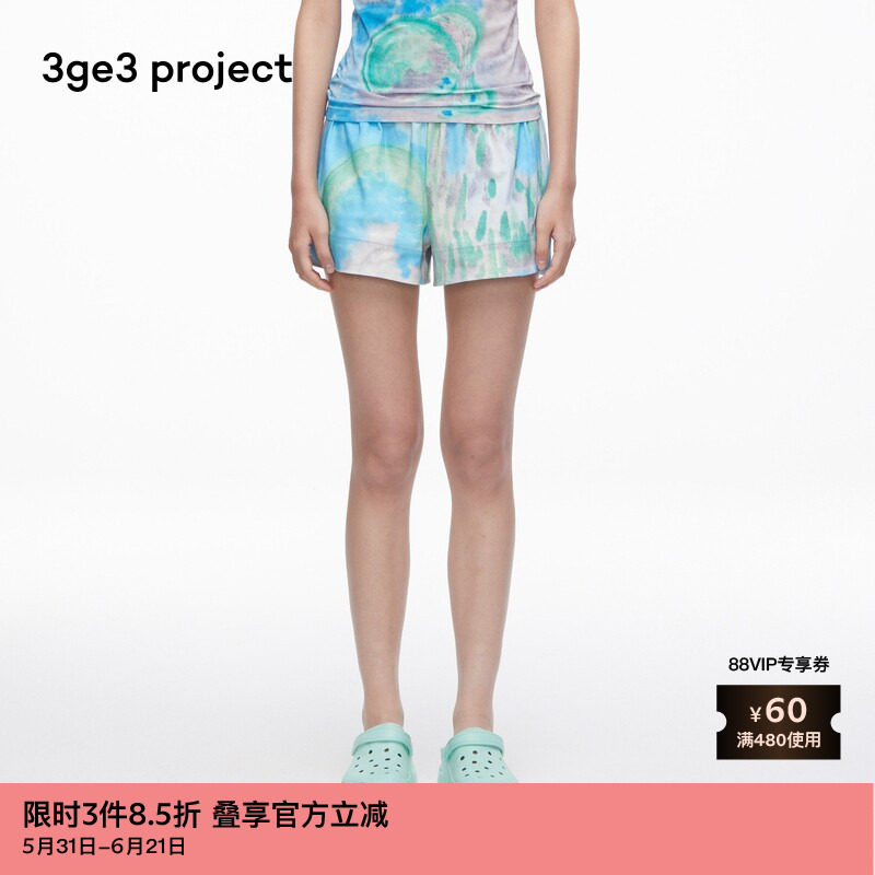 素然3ge3 project 夏季女士运动宽松拉架柔光双面布休闲裤短裤
