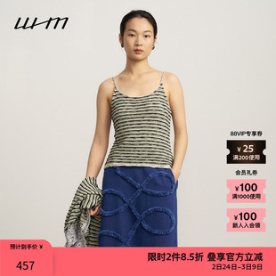 【新品】素然WHM 春季女士设计感气质复古修身彩条针织吊带上衣