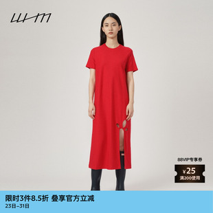 素然WHM春季 连衣裙 女士柔软舒适毛巾布柔软松爽飘逸开衩修身