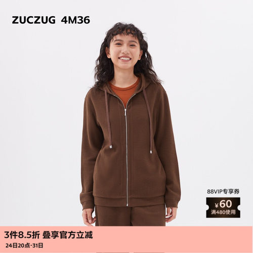 ZUCZUG4M36针织布带帽拉链卫衣