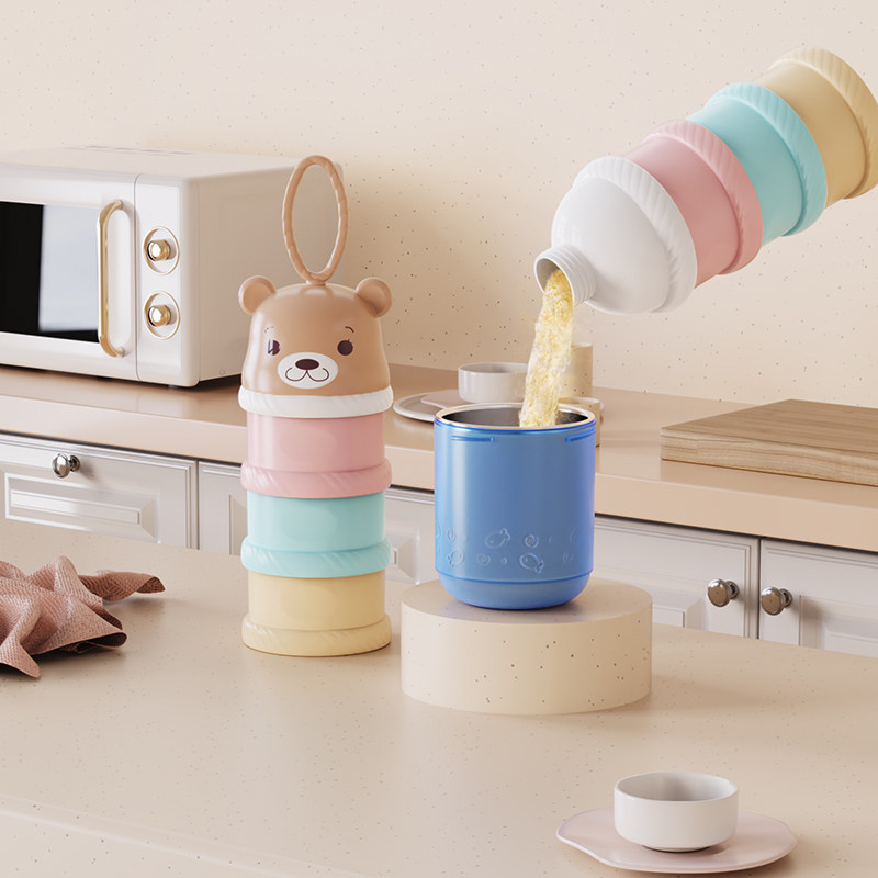 佳宜奶粉盒便携外出多层奶粉罐一餐一格米粉储存罐米奶粉外带神器