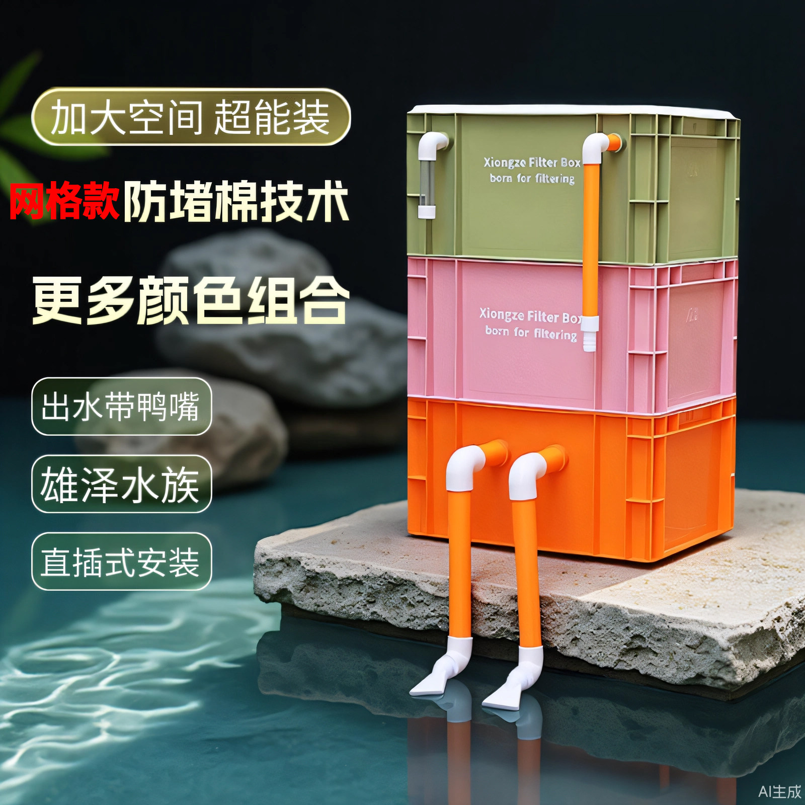 鱼缸鱼池周转箱过滤器静音上置滴流盒水循环外置过滤桶鱼池过滤箱