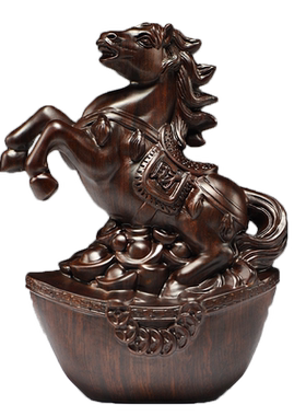 中式风木雕马到成功送礼工艺品