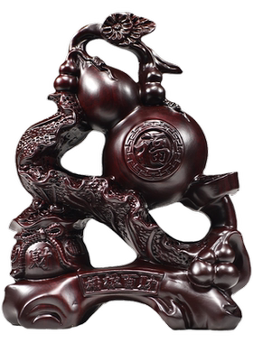 黑檀木雕刻葫芦白菜摆件实木质福禄百财葫芦家居客厅装饰工艺礼品