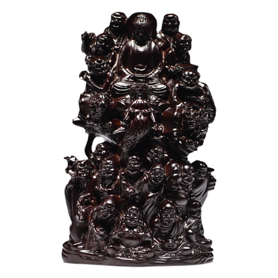 黑檀实木质十八罗汉摆件木雕刻降龙伏虎尊者客厅玄关送礼工艺礼品