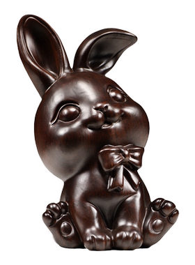 黑檀实木质兔子生肖兔摆件木雕兔属相雕刻家居客厅摆设送礼工艺品