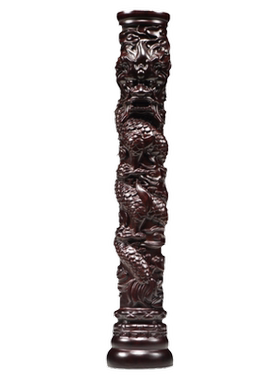 黑檀木质盘龙柱雕刻生肖龙木龙雕刻家居客厅办公摆设送礼工艺礼品